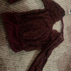Burgundy Lace back Top